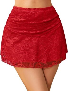 Avidlove | Lace Ruched Mini Skirt | Red | XXL | NWT | Y2K